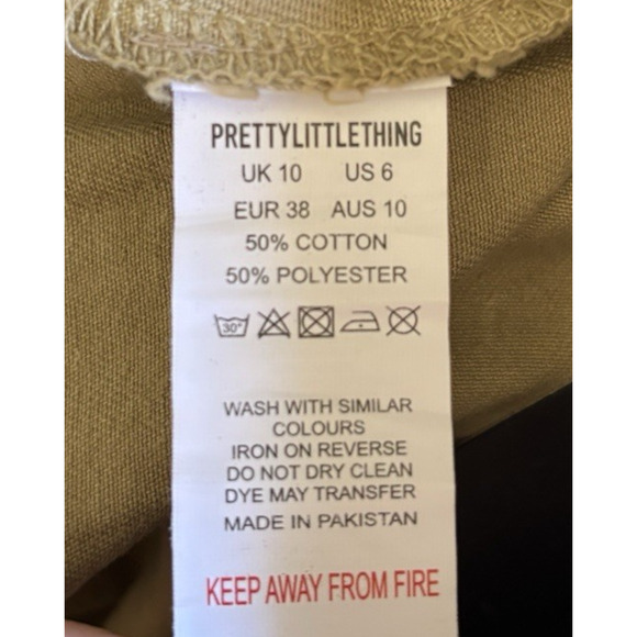 Pretty Little Thing Pants 6 Cargo Tapered Pockets Green Elastic Waist Boho - Picture 12 of 13